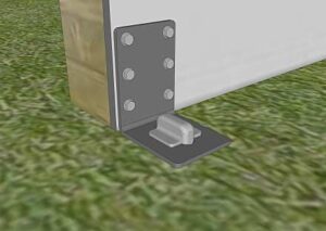 Low profile anchor and bracket on horse shelter