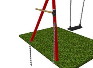 Anchoring a metal swing set -1